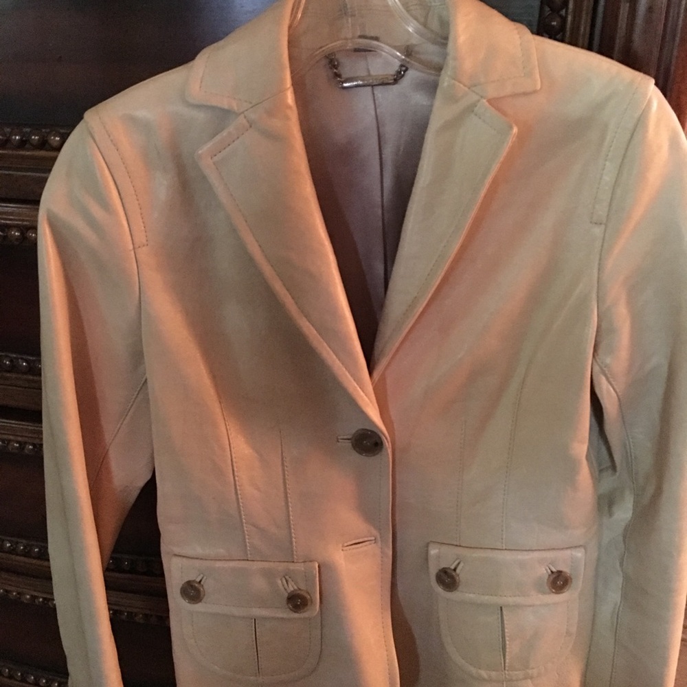 Cream Leather Jacket